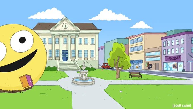 A few backgrounds I painted from Smiling Friends season 3 episode 1!