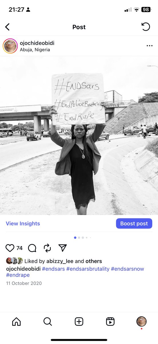 I have been on the road! Protesting for the betterment of Nigeria. For the betterment for us but some of you will rather hate and hate and hate