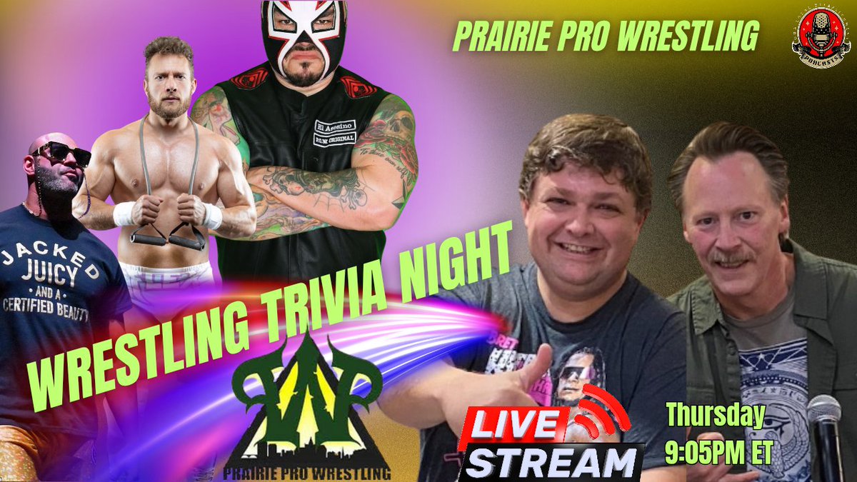🎉 Thursday Night = Trivia Night! 🎉

Join the Video Bros LIVE &amp; interactive this Thursday at 9:05pm ET / 7:05pm SK time for another round of Wrestling Trivia! 

This month’s theme: Prairie Pro Wrestling! 

📺 Watch live | 💬 Play along in the chat | 🏆 Bragging rights