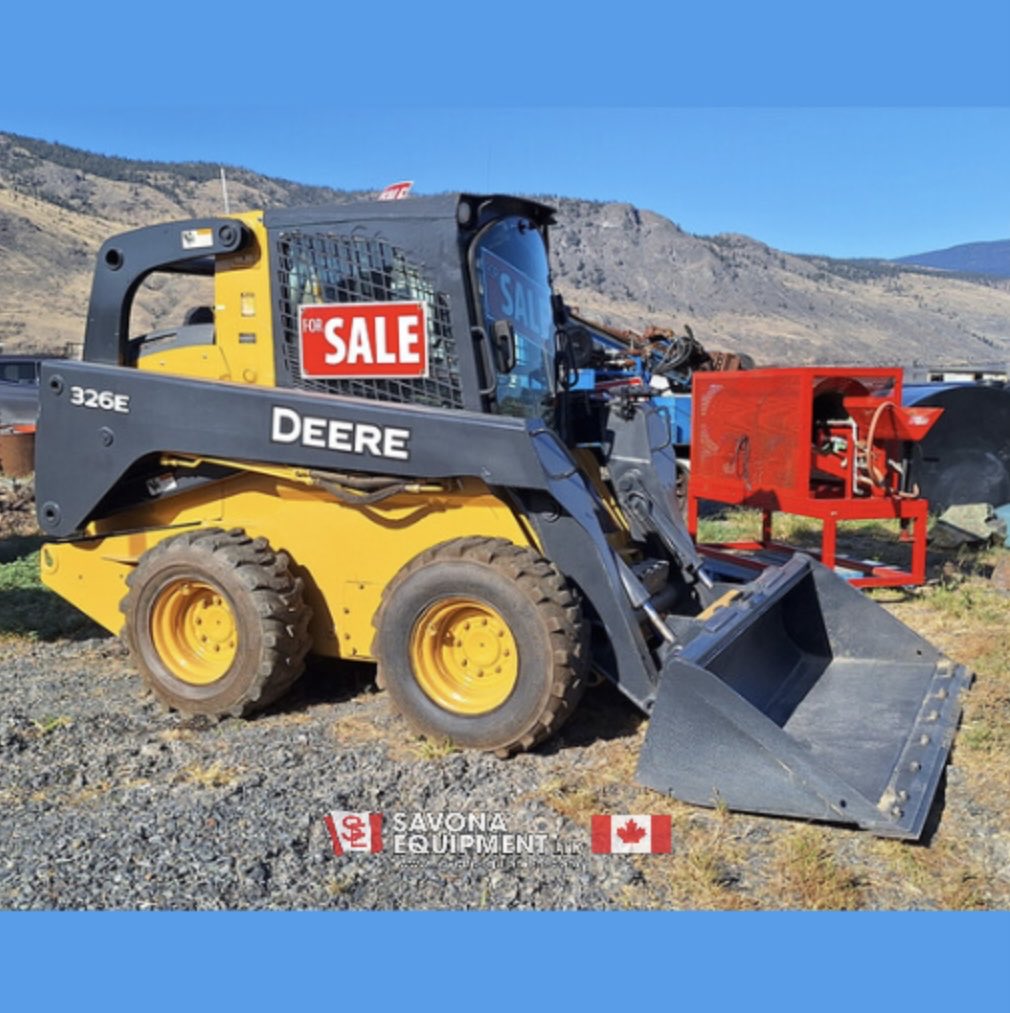 SavonaEquipment's tweet image. John Deere 326E skid steer. W/ 76in by 32in by 16.5in bucket, forks, ROPS/FOPS cab, cab operated quick change, heating &amp;amp; AC. 71HP 4-cyl engine. 2443kg tipping load, 1221kg operating capacity. Specs on website. savonaequipment.com/en/john-deere-… #skidsteer #skidsteerloader #skidloader