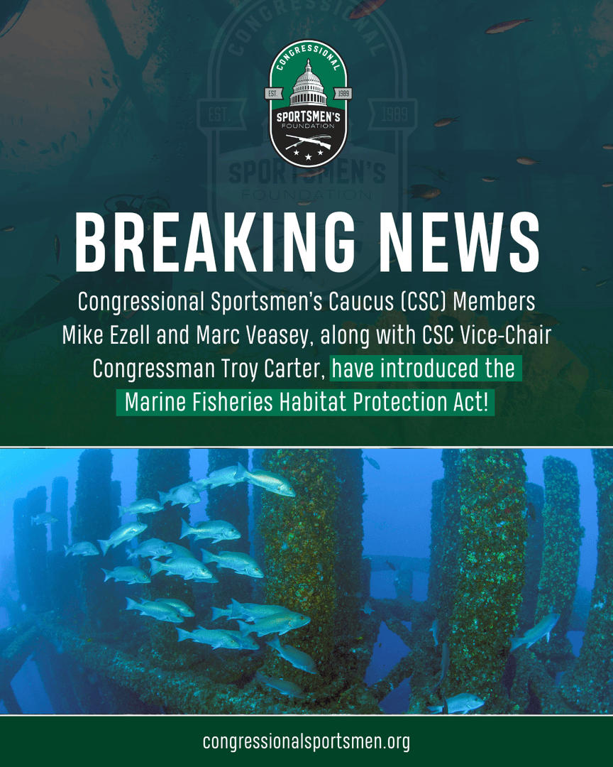 CSC Members Reps. Mike Ezell, Marc Veasey &amp; Vice-Chair Troy Carter introduce the Marine Fisheries Habitat Protection Act - safeguarding vital reef ecosystems &amp; fishing opportunities for generations to come. 🎣#rigstoreefs