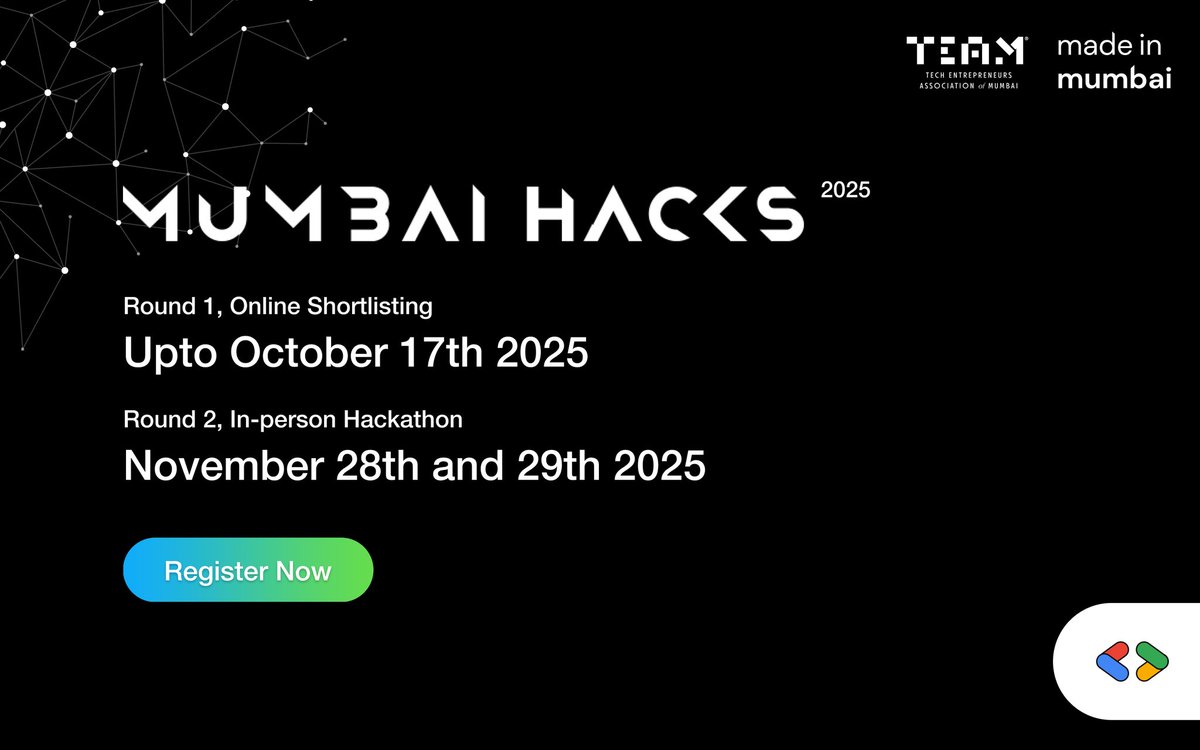 We are proud to partner with MumbaiHacks to bring, India’s largest Hackathon! Get ready for 24 hours of action-packed innovation, collaboration, and problem-solving. Be part of the movement and join some of the brightest minds in tech! 
Sign up and submit by October 17. Hurry!