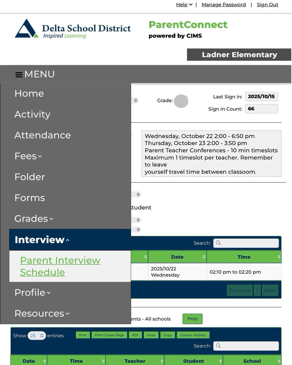 Parent Teacher interview sign up is open for bookings ✏️ Sign in to Parent Connect today and register for a slot, ones after work fill up fast.
cimsweb.deltasd.bc.ca/schoolconnect/…

On Thursday stay around and help us set up the gym for the Halloween Dance 👻🪩