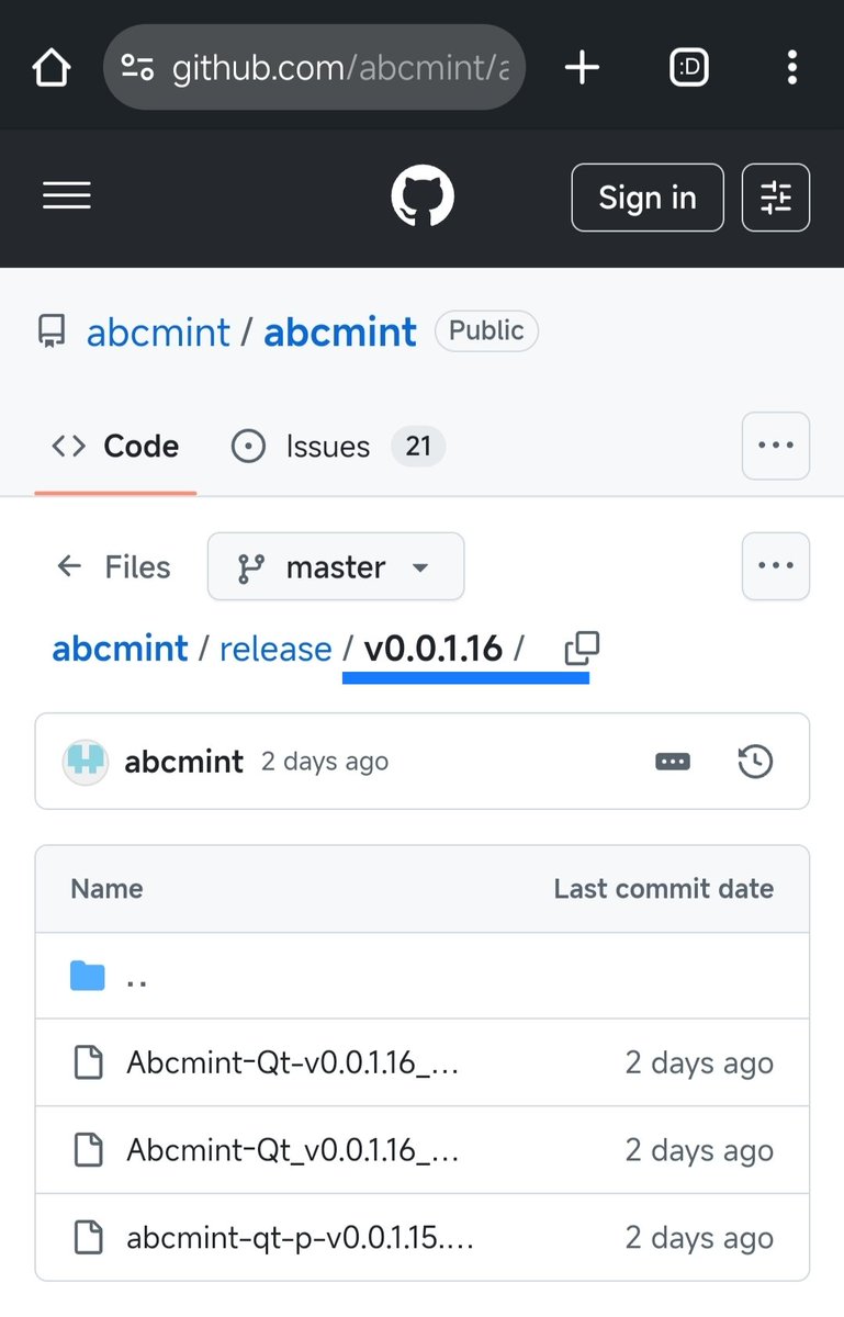 $ABC 
#ABCWallet 电脑钱包 v0.0.1.16 已更新于 #GitHub 优化了 #ABC solo挖矿的链网问题。无需矿池 #ABCPool.io 也能获得 #ABCCoin 区块奖励。
立刻，下载，采矿，反馈问题。

v0.0.1.16/Abcmint-Qt-v0.0.1.16_mac.7z
v0.0.1.16/Abcmint-Qt_v0.0.1.16_win64.zip

github.com/abcmint/abcmin…