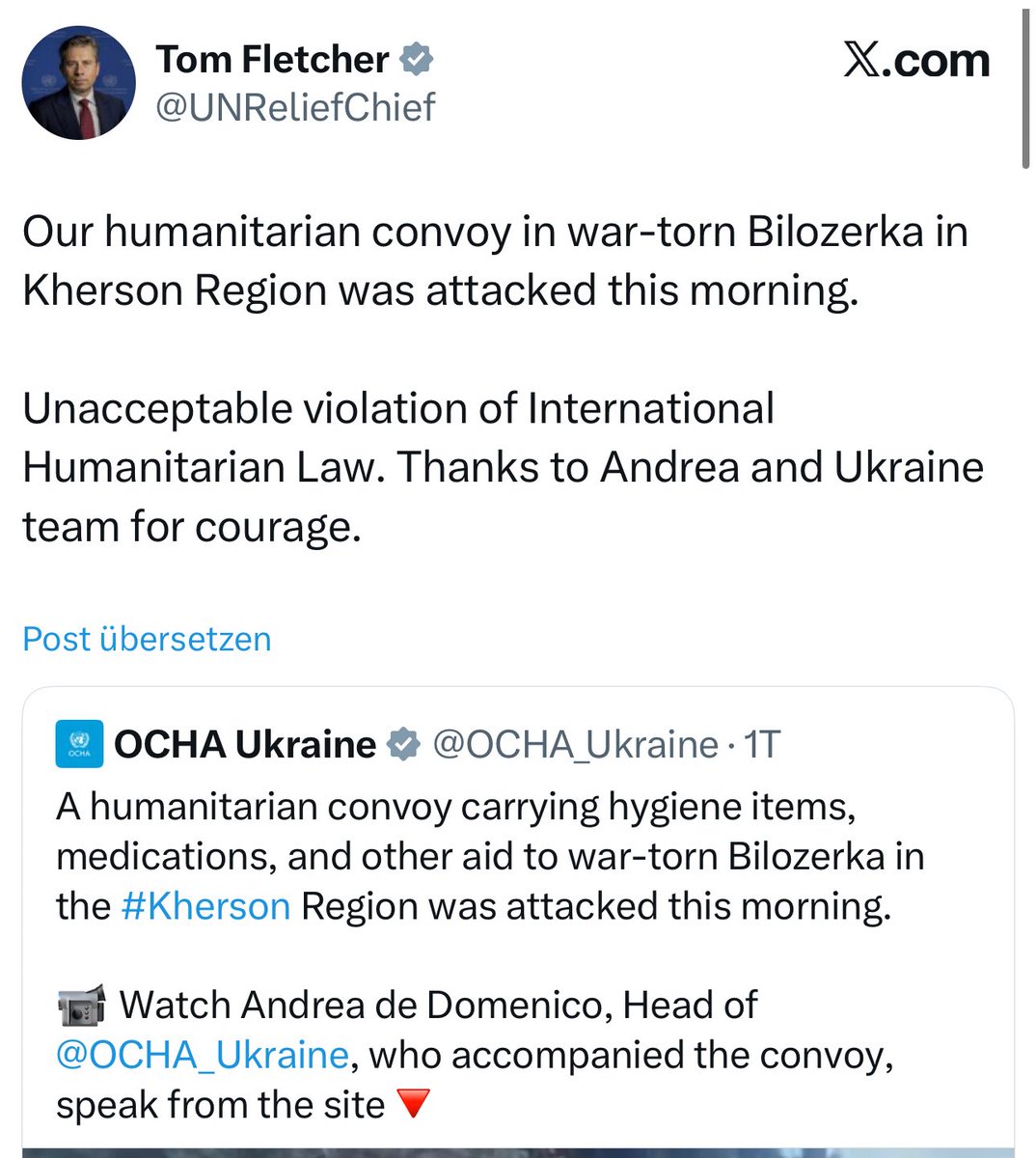 Funny how the UN do not dare to name the UN SC permanent member who destroyed their convoy and posted a video of the attack.