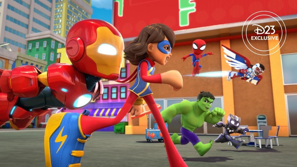 DTVANews's tweet image. Let&apos;s be a team with these stills from &quot;SPIDEY AND IRON MAN: AVENGERS TEAM UP! via @DisneyD23.

The crossover specials serve as a sneak peek to &quot;AVENGERS: MIGHTIEST FRIENDS&quot; slated for 2027 on @DisneyJr &amp;amp; @DisneyPlus.

#SpideyAndHisAmazingFriends #IroManAndHisAwesomeFriends