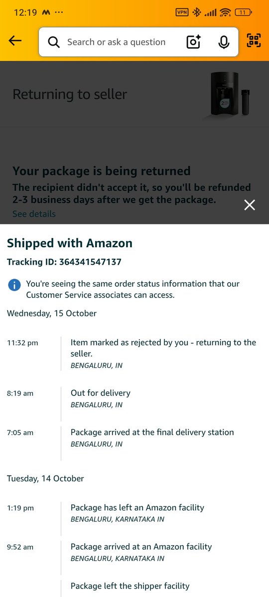 Manoj05697's tweet photo. @amazonIN I have ordered a water purifier twice and both times the delivery agent didn't even attempt to deliver and he has cancelled stating that I have rejected, I called the agent multiple times but he never answered, I called cx service, they assured my delivery will happen. https://t.co/ZMi94SWYct