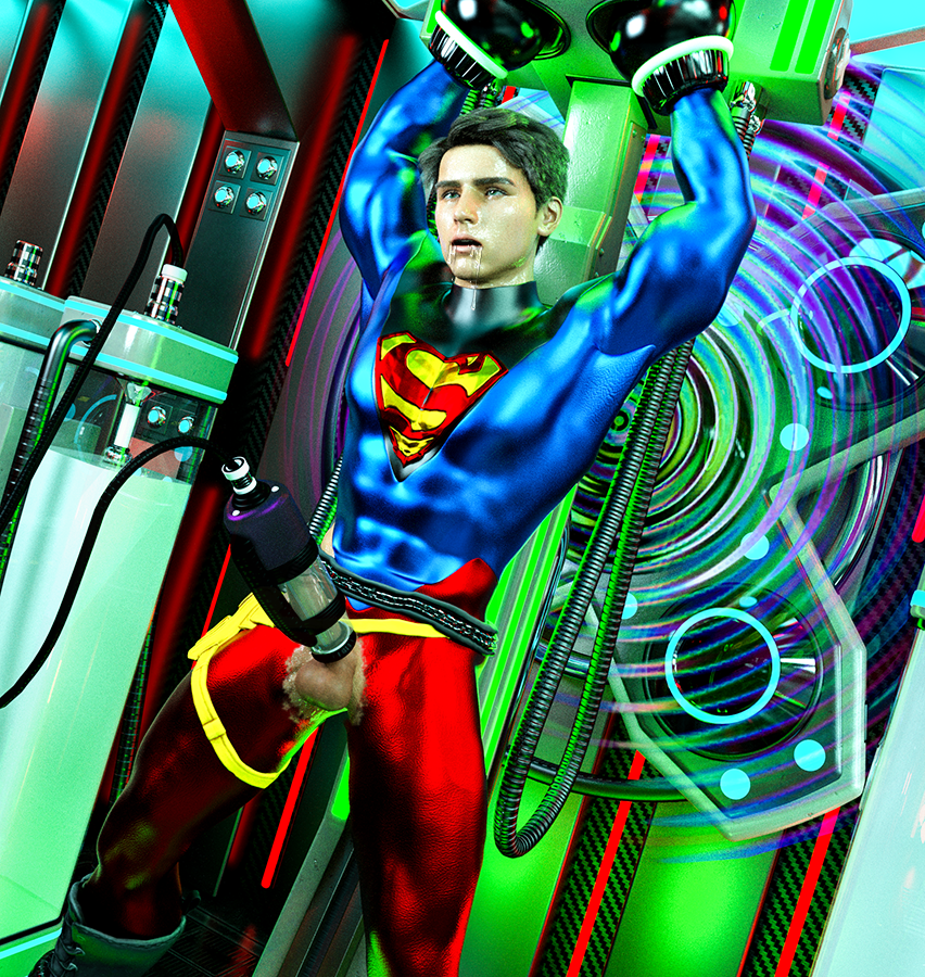 8thSD's tweet photo. Kinktober day 15, Milking. The terror of the intergalatic bounty hunter continues, as this time he's captured Superboy. Connor was brave, but after a week of endless milking, our hero only has one thought left "I'm a cow. I must be milked". https://t.co/kbfaBzcpSx