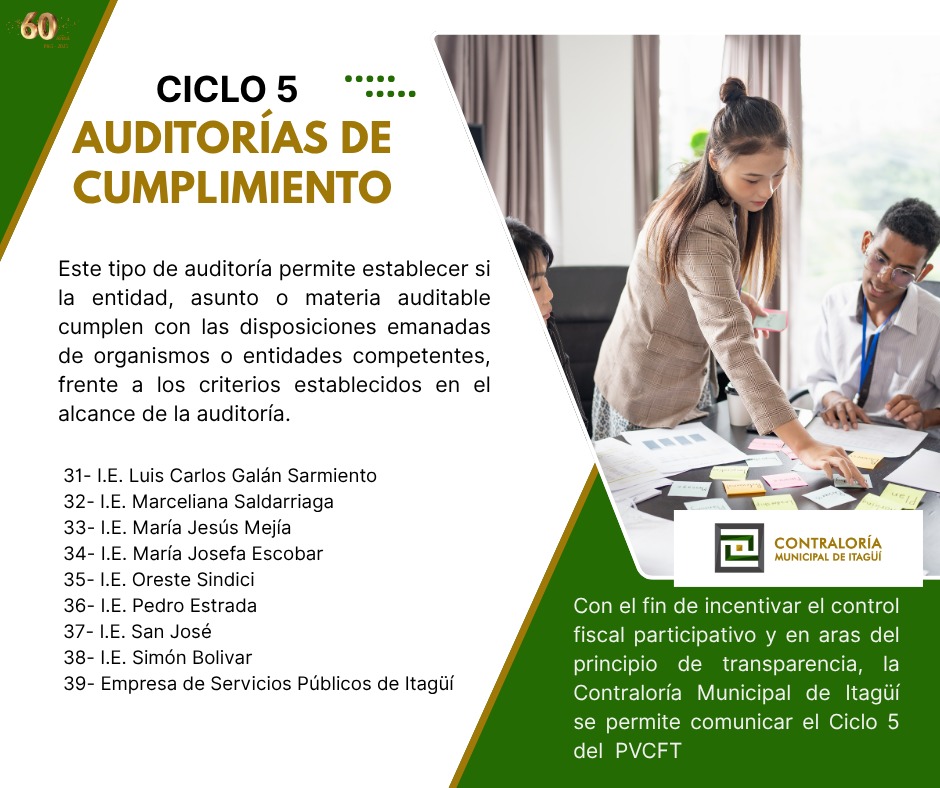 controlitagui's tweet photo. Plan de Vigilancia y Control Fiscal Territorial 2025, ciclo 5. Auditoria de Cumplimiento 

La Contraloría Municipal de Itagüí da a conocer la información correspondiente al ciclo 5 del Plan de Vigilancia y Control Fiscal Territorial 2025, ...
#controlfiscalparticipativoitagui https://t.co/F6gr3CtfTn