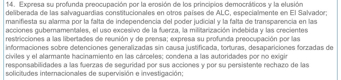 El Parlamento Europeo adoptó una resolución expresando su "profunda preocupación por la erosión de los principios democráticos... especialmente en El Salvador".

Muy importante resolución👇🏽
europarl.europa.eu/doceo/document…