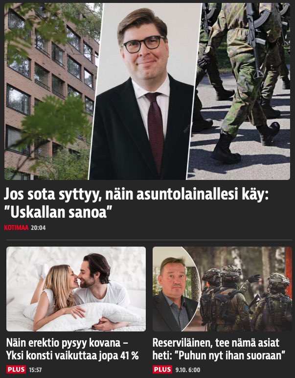 Iltahömppä pitää linjansa. Ydinsodan keskellä tulee varmasti samoja juttuja. 

- Näin takaat nautinnon säteilyn kanssa. 
- Kuinka ajoittaa orgasmi sienipilvien kanssa samaan aikaan. Asiantuntija näyttää mallia. 
- Käsikranaatti peräsuolessa avaa nautinnon portit. 
Jne.