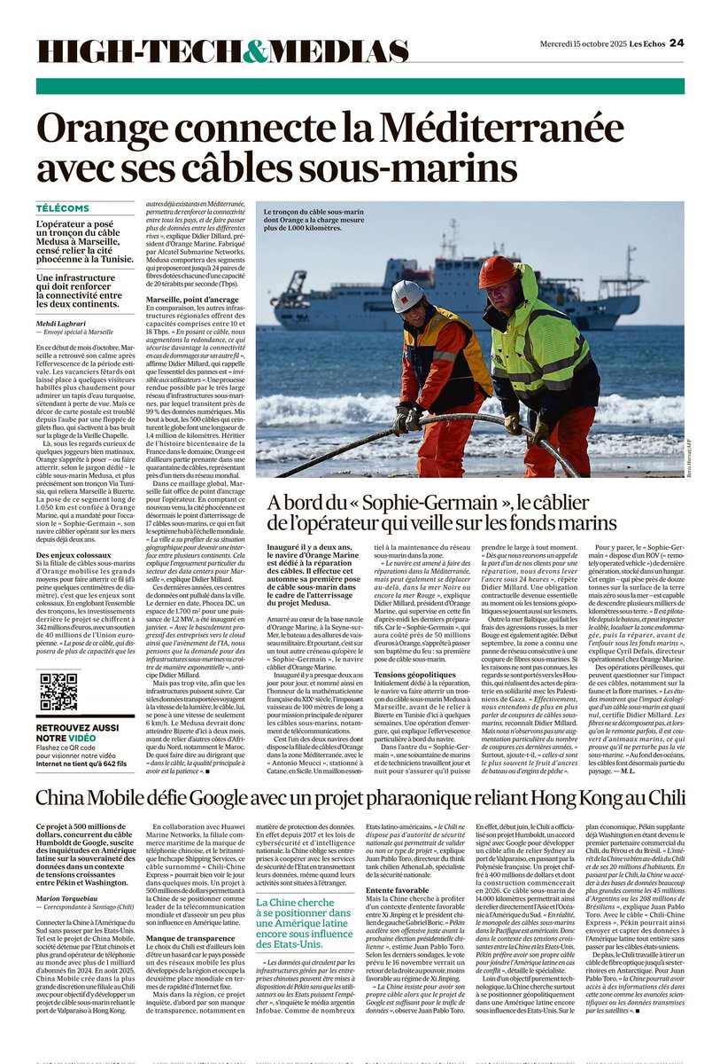 En el diario <a href="/LesEchos/">Les Echos</a> de Francia explicó alguno de objetivos que puede tener China al insistir en un nuevo cable submarino entre Chile y Hong Kong, cuando ya tendremos en Humbolt <a href="/AthenaLabOrg/">AthenaLab</a>