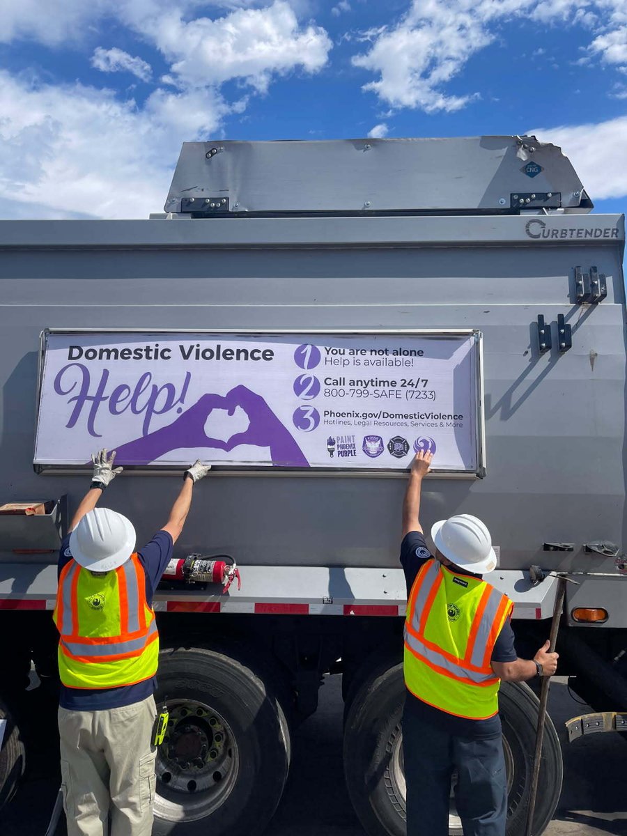 Phoenix Public Works (@phxpublicworks) on Twitter photo The featured garbage truck signs this month show resources available to domestic violence survivors.
If you or someone you know needs help, call (602) 279-2900
or check out these resources: bit.ly/4nubYAp
<a href="/PHXInitiatives/">City of Phoenix Strategic Initiatives</a> The featured garbage truck signs this month show resources available to domestic violence survivors.
If you or someone you know needs help, call (602) 279-2900
or check out these resources: bit.ly/4nubYAp
<a href="/PHXInitiatives/">City of Phoenix Strategic Initiatives</a>