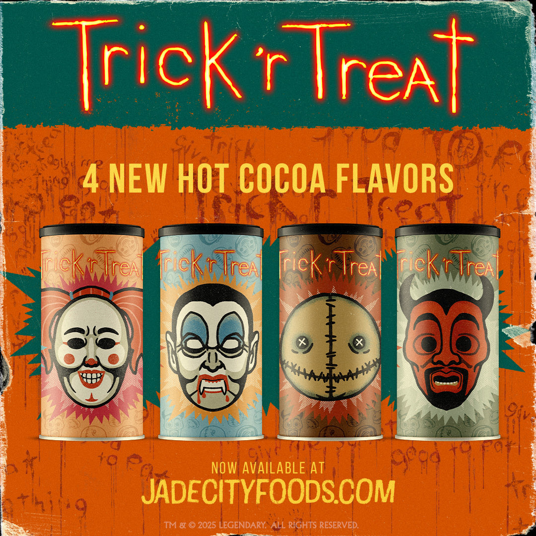 jadecityfoods's tweet photo. Get into the spooky spirit with Jade City Foods'  @trickrtreat Cocoa 4-Pack! Indulge in a quartet of cozy horrors: rich Chocolate, nutty Hazelnut, decadent Salted Caramel, and minty Peppermint. Perfect for movie nights or fall firesides. #TrickrTreat #HotCocoa #HalloweenTreat available at https://t.co/eW7ZQvUjXp