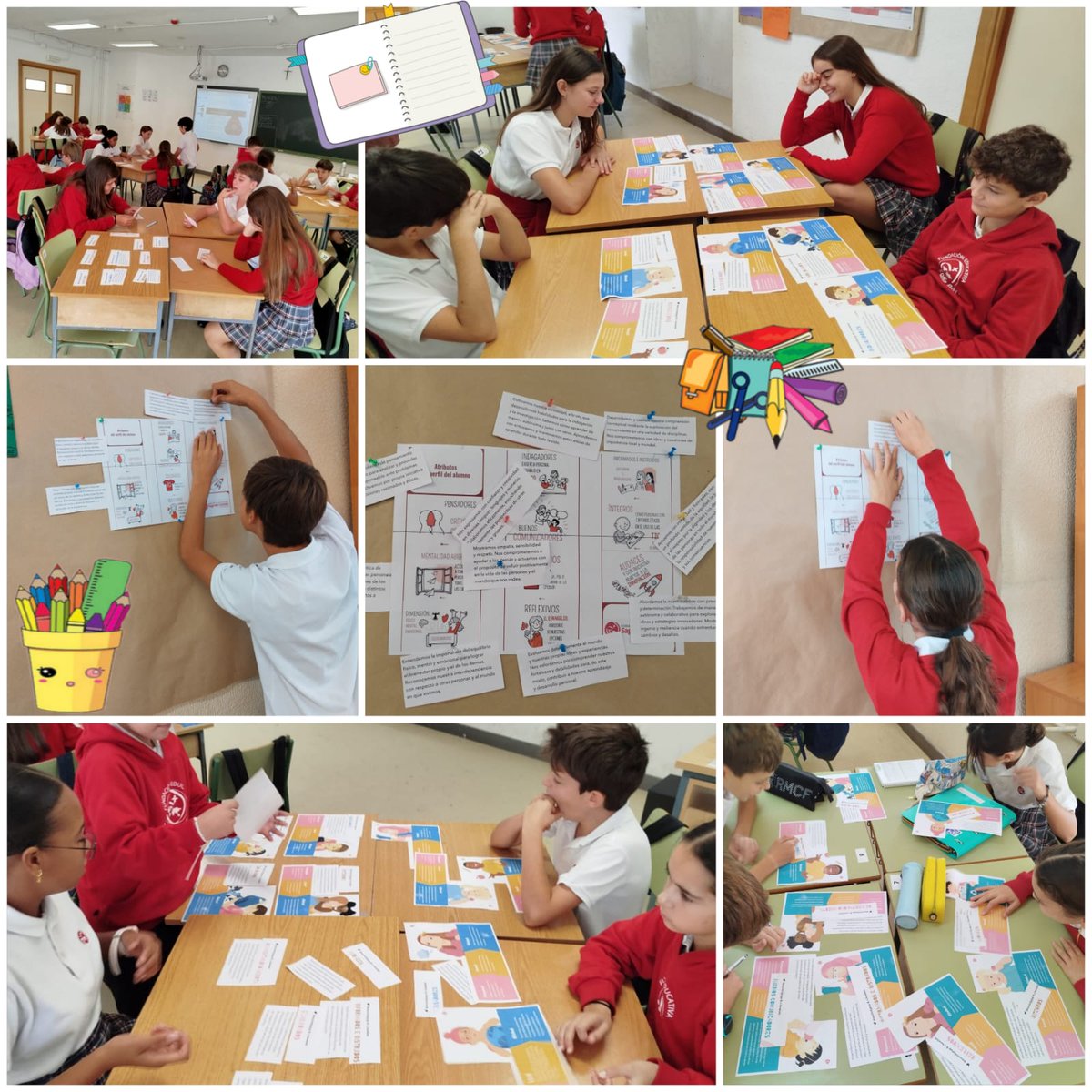 Los alumnos de 1° de la ESO han estado trabajando con los atributos del perfil del alumno en la tutoría de esta semana #colegiosolicitanteIB