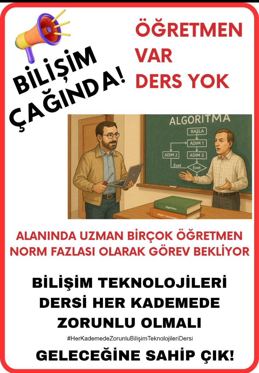 ckmktugba's tweet photo. Sadece haftada 1 saatlik dersle çocukların kodlama, algoritma ve
teknoloji okuryazarlığı becerisi kazanması mümkün değildir.
#HerSınıfaBilişimDersi @SadiSeferoglu @umitozdag https://t.co/8ELiNYX4OQ