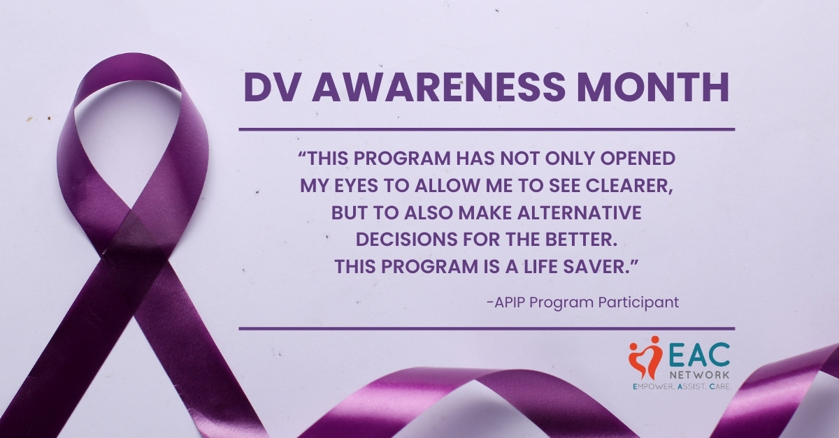 EACNet's tweet image. Through EAC Network&apos;s Abusive Partner Intervention Program (APIP), participants learn healthier ways to cope, communicate, and make better choices for the future. 

Learn more about APIP: hubs.ly/Q03LlyFP0 

#DVAwarenessMonth #APIP #BreakingCycles