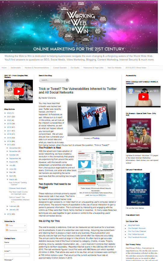 WorkingTheWeb2W's tweet image. Did you know that all Social Media sites come with psychosocial #vulnerabilities that antimalware can protect you from! Check out: Trick or Tweet? The Vulnerabilities Inherent to Twitter and All Social Networks - ow.ly/PNmw50X2xoF