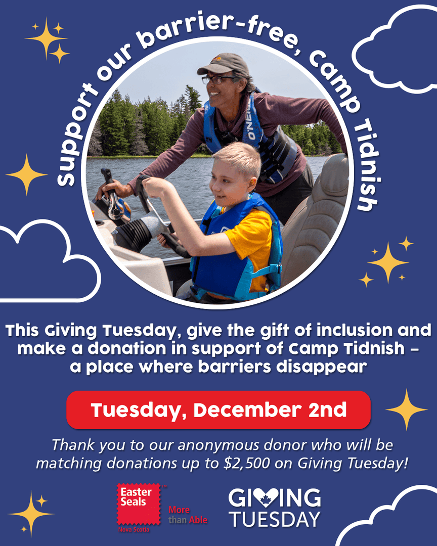 This #GivingTuesday, give the gift of inclusion and make a donation in support of Camp Tidnish, where campers get to experience the joy of independence, friendship, and belonging. 

To donate online, visit easterseals.ns.ca/donate