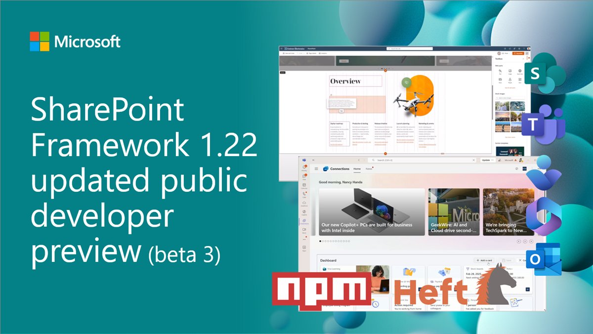 SharePoint's tweet image. 💡 Updated preview release (beta 3) for upcoming SharePoint Framework 1.22 is now available
- Transitioning to a webpack based toolchain ✨
- Addressing known npm audit issues ✅
Feedback welcome 👋
See details → msft.it/6018s45jy
#Microsoft365 #SharePoint #SPFx