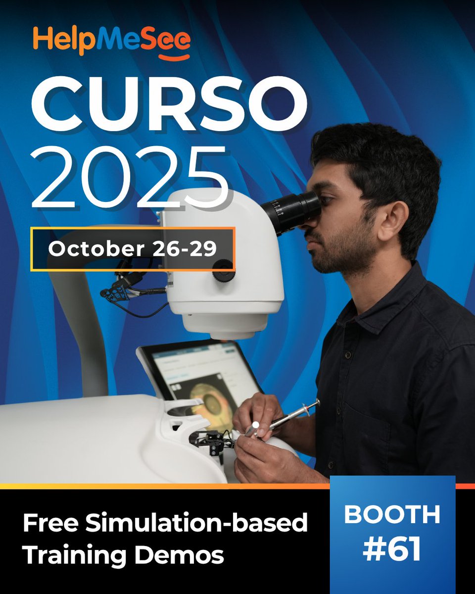 At #CURSO2025, experience a paradigm shift in #ophthalmic education! Register for a FREE demo of the HelpMeSee Simulation-based Training Program at booth 61.

Spots are filling fast—register now brnw.ch/21wWEx5

#cataractsurgery #MSICS #phacoemulsification