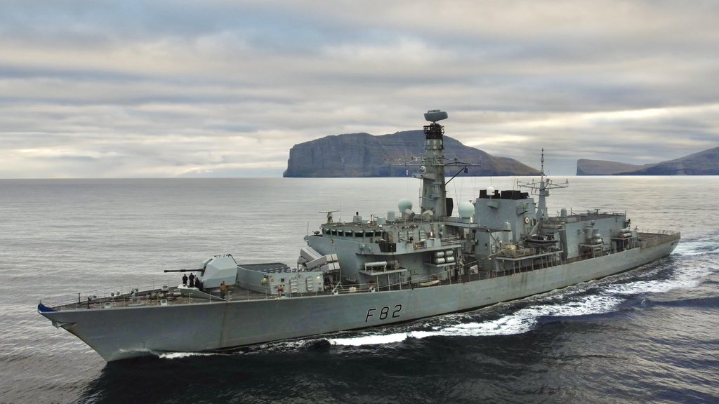Stunning image of HMS Somerset off the Faroe Islands recently.

(Src: <a href="/HMSSomerset/">HMS Somerset</a>)