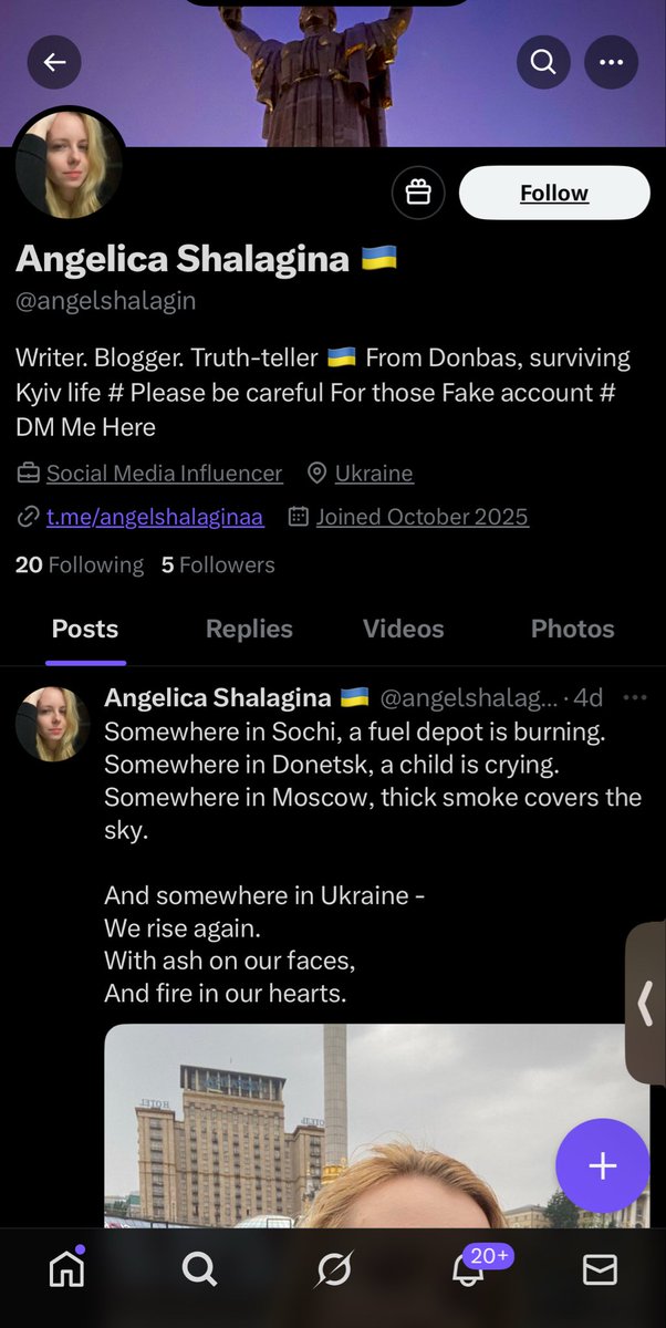 Hey friends🫂🫂
I need your help
Another fake account is stealing 
My photos, texts and name
Please, report and block it

Thank you so much💙💛

Link: x.com/angelshalagin?…