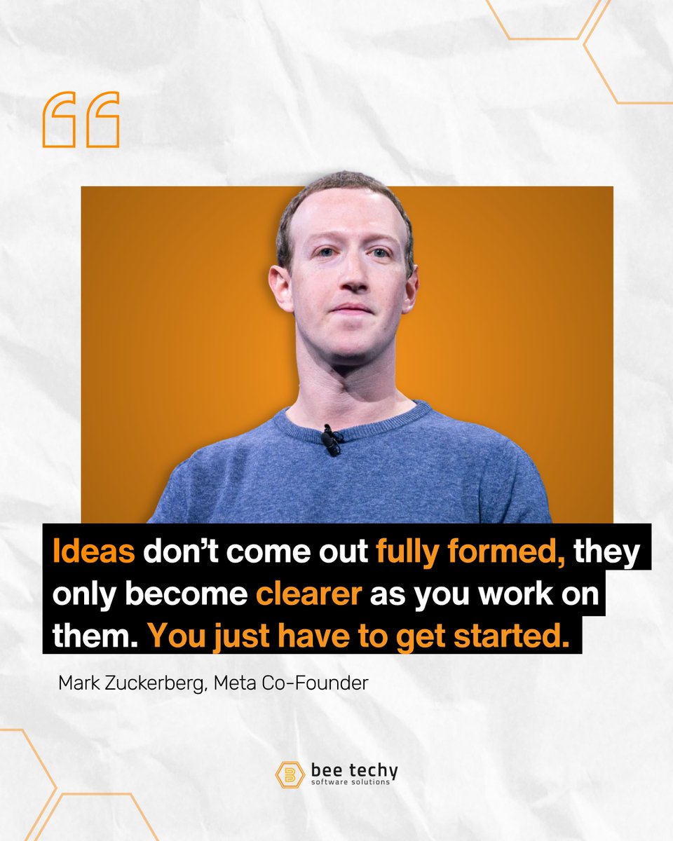 beetechyllc's tweet image. Ideas don’t need to be perfect. They need progress. 💡
“You just have to get started.” - Mark Zuckerberg
#BeeTechy #FounderMindset #StartupLife #MVPDevelopment