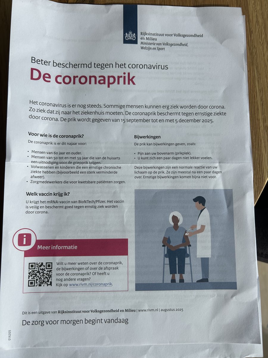 Ik kreeg van de week ook een uitnodiging voor een #Coronaprik, inderdaad ik ben 60 geworden dit jaar, ze hebben me gevonden 🙂
Ik heb er even een seconde over nagedacht, maar ik sla toch even over.

Wat ik wel opvallend vind is dat ze het hier geen vaccin meer noemen maar een