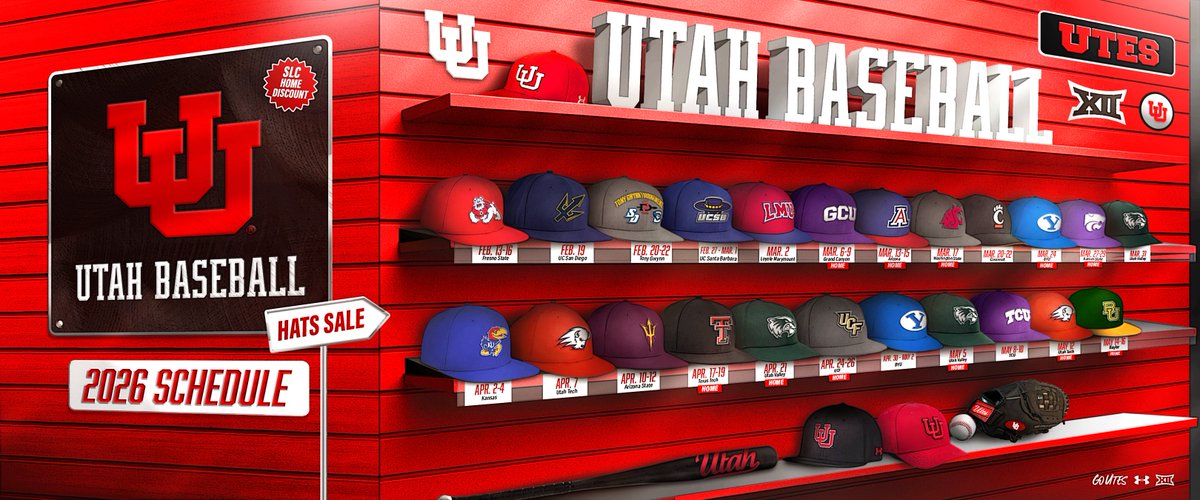 utahbaseball's tweet photo. 2026 schedule: loading...

Mark your calendars for the season opener on Feb. 13 and our home opener on March 6!

📅 https://t.co/NfafkJK3JP
📰 https://t.co/bT7IVs2vvS

#GoUtes https://t.co/UU1EP1ZVCK