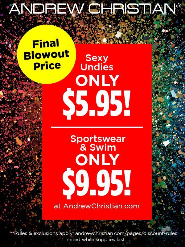 andrewchristian's tweet photo. Final Blowout Price
Sexy Undies ONLY $5.95!
Sportswear &amp; Swim ONLY $9.95!
SHOP: https://t.co/6WNRcqk39H

#finalsale #doorbusters #blowoutprices #andrewchristian https://t.co/zhdLmi6LRr