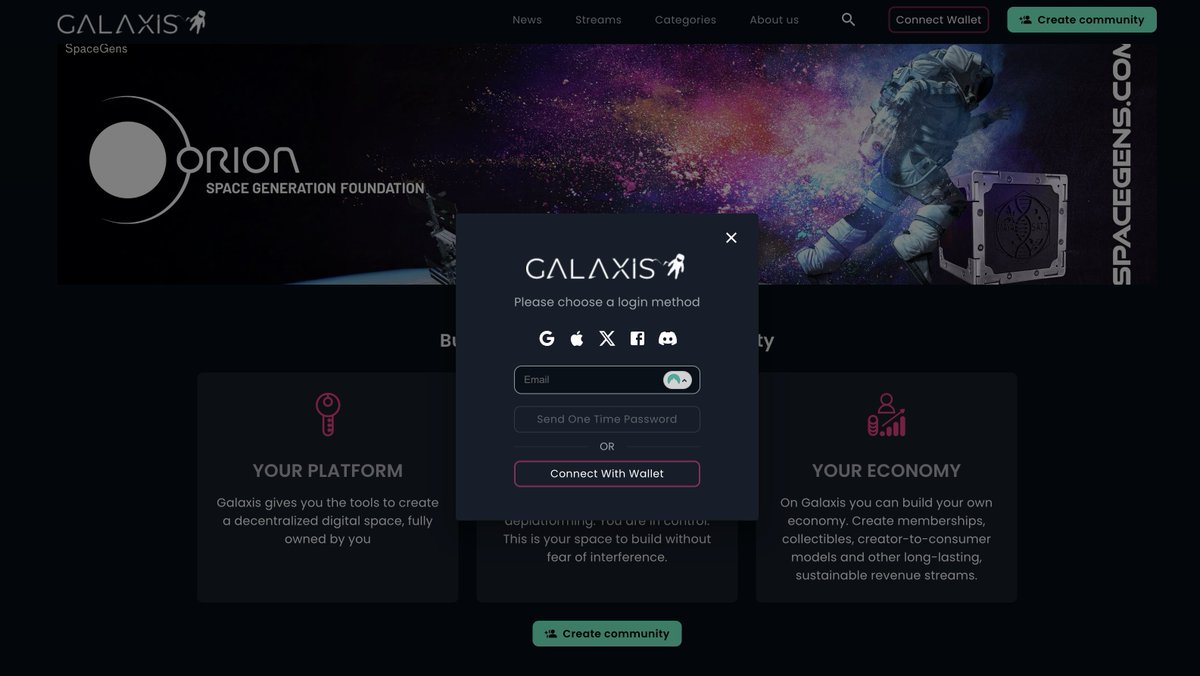 ParticleNtwrk's tweet image. On its road to integrating Universal Accounts, the @Galaxisxyz team has just deployed Particle&apos;s social logins! ✨

This allows anyone to bootstrap a Web3 community with just a social account... another step in merging these two paradigms.

Transcendence is onchain.