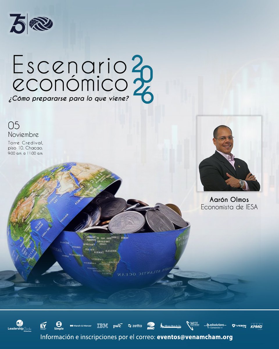 MICRO TALLER: ESCENARIO ECONÓMICO 2026: ¿CÓMO PREPARARSE PARA LO QUE VIENE? ✨

El futuro de tu empresa se planifica hoy. 💡 Te invitamos a un evento crucial para el análisis prospectivo y la planificación estratégica de tu negocio.

#MicroTaller #IESA #VenAmCham