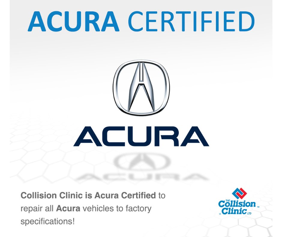 collisionclnic's tweet photo. We're ACURA Certified! 

Collision Clinic  – customer preferred for all makes and models, on Topsail Road and Torbay Road!

#RightToChoose #MostCertified #ThatsCollisionClinic #ACURACertified https://t.co/5cPzm4gMWm