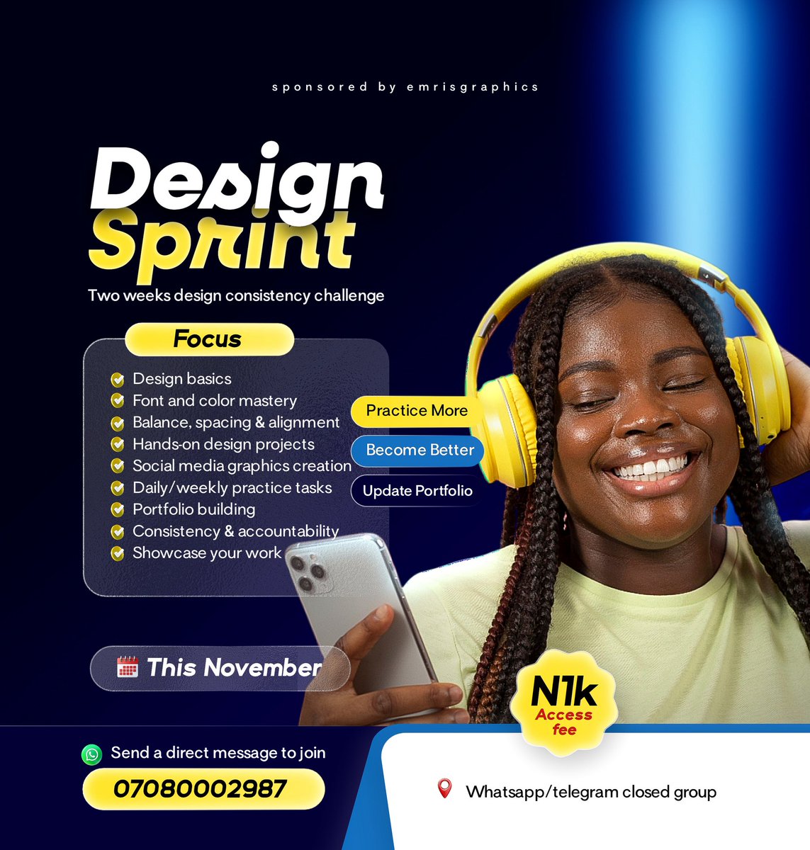 Emrisgraphics's tweet image. ❤️
Let's create magic together for 2 weeks.
Join us today!!!
#design
#challenge 
#Designsprint
Join us with the link in the comment section