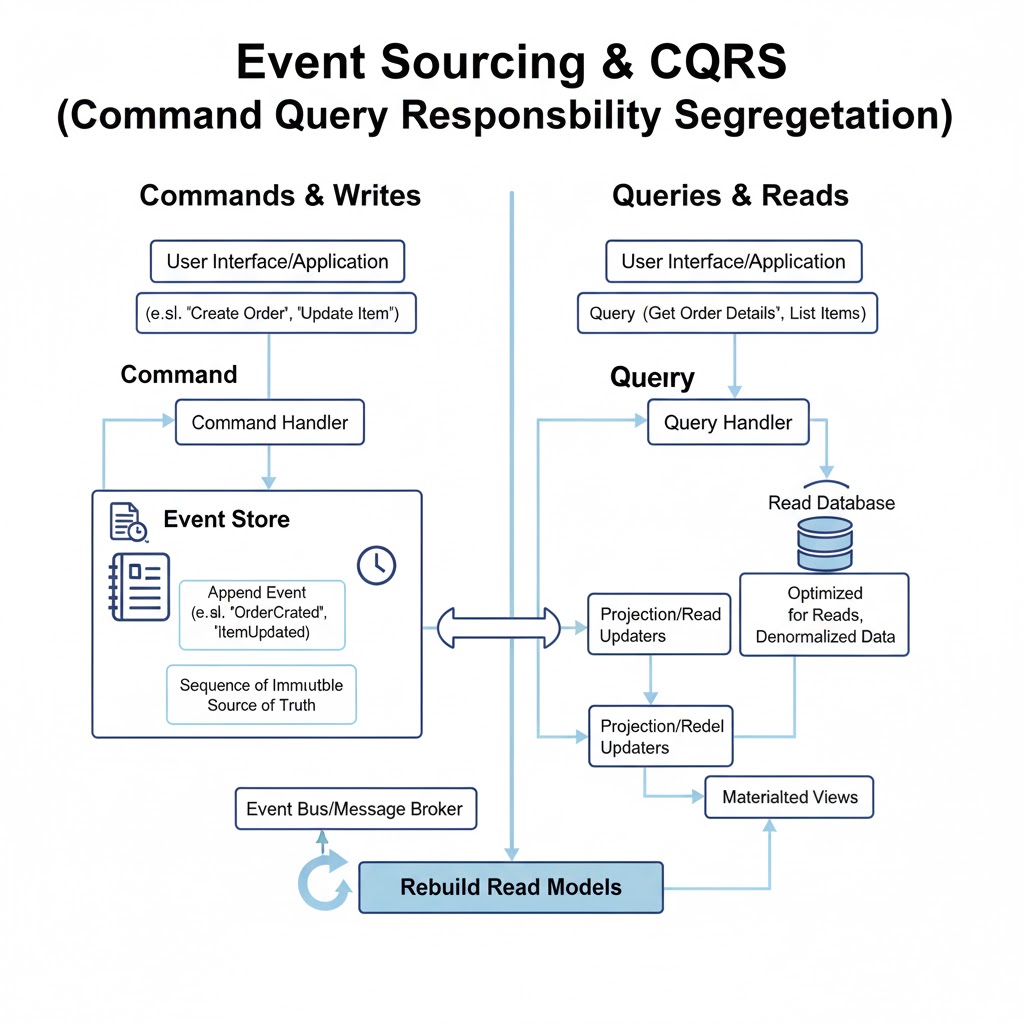 e_opore's tweet image. Event Sourcing & CQRS (Command Query Responsibility Segregation)
Overview
→ Event Sourcing and CQRS are architectural patterns often used together in event-driven systems.
→ Event Sourcing records every change in the system as a sequence of events instead of just storing the…