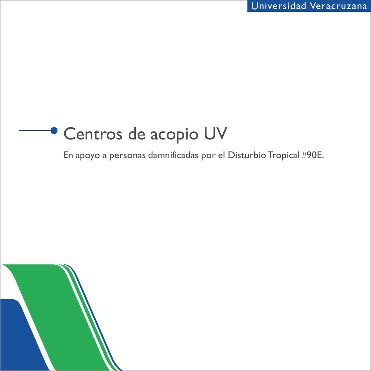 Consulta los principales centros de acopio universitarios, lista de víveres y artículos prioritarios y apoya a las personas damnificadas en el norte del estado de Veracruz.

💻facebook.com/share/p/1GQrkq… 

¡Es tiempo de ayudar!💙💚

#UV_Solidaria