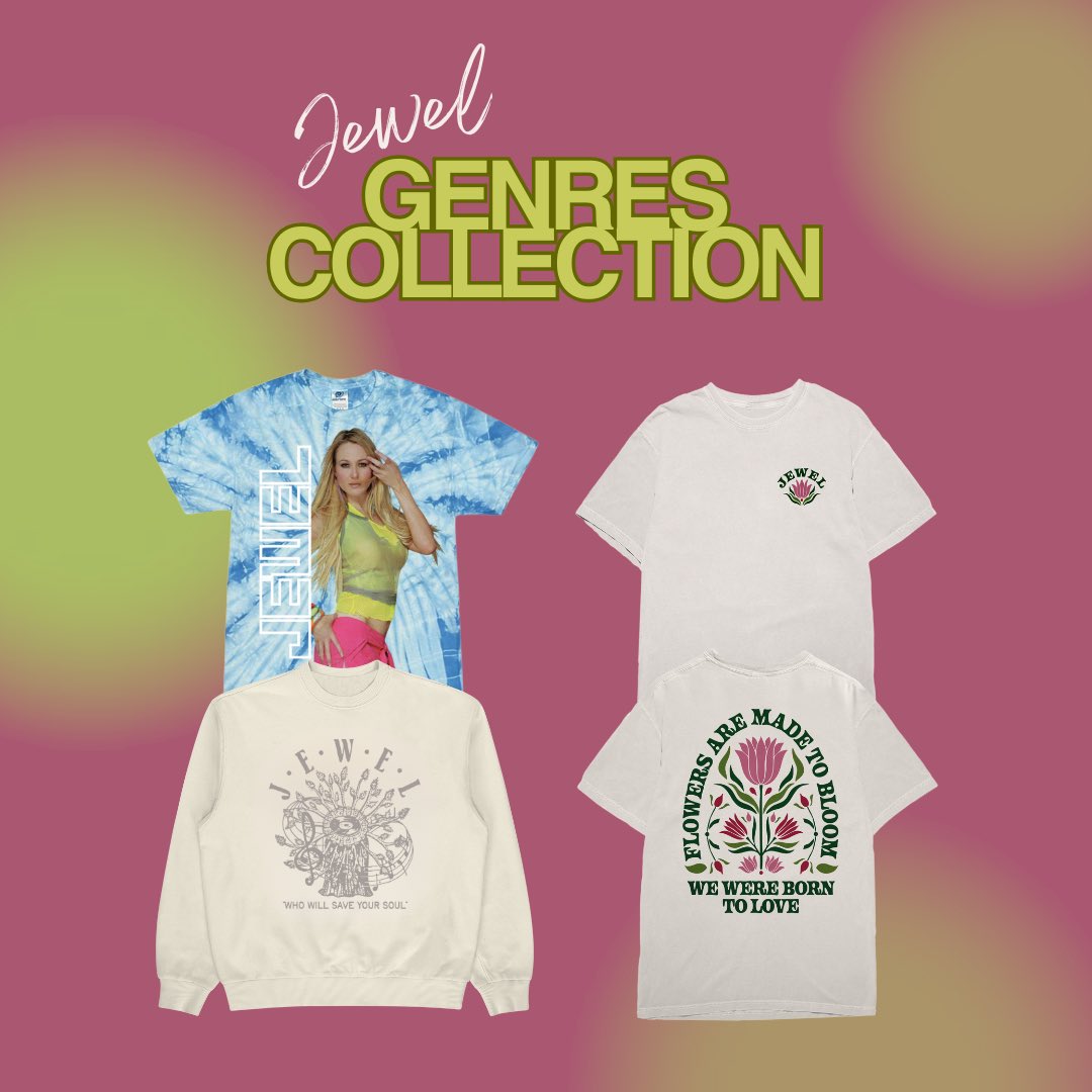 Every song, every era, every genre 💜

The Genre Collection is here. Shop the new merch now: jeweljkmerch.com
