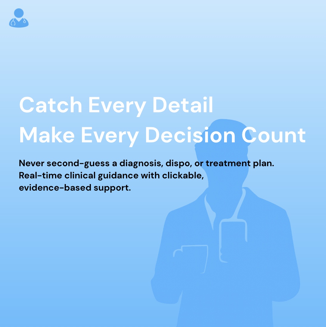 DocAssistant_ai's tweet image. Confident decisions start with the right support. DocAssistant provides real-time, evidence-based recommendations so clinicians can move with clarity and precision.

#HealthcareInnovation