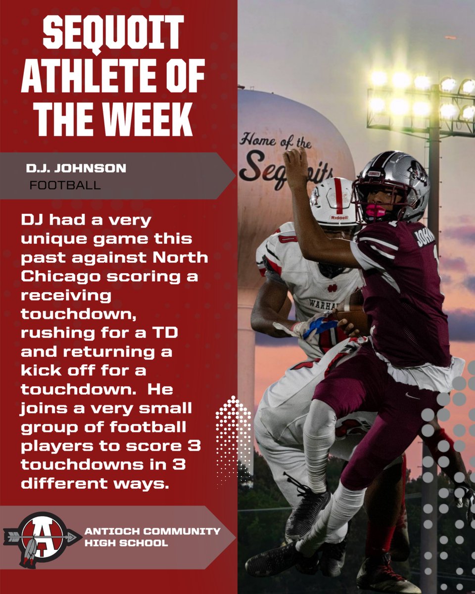 🏆Male Student-Athlete of the Week🏆   

Sept. 29th - Oct. 5th

Congratulations!  
D.J. Johnson (Football)

#ArrowsUp