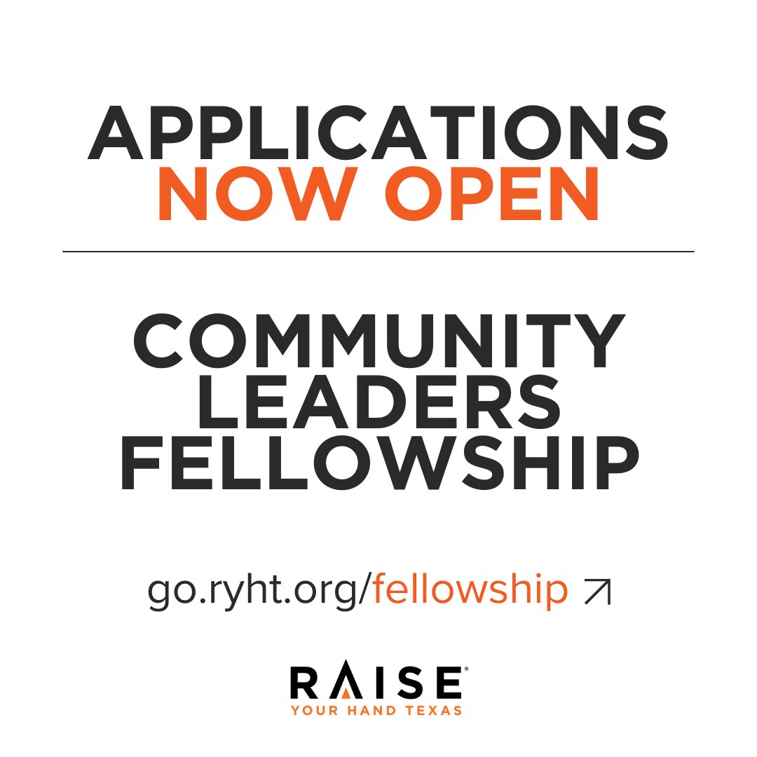 The Raise Your Hand Texas Community Leaders Fellowship is now open for applications! 
This 18-month program is designed to equip teams aligned with local independent school districts with skills to effectively advocate for public education in their own communities.

This program