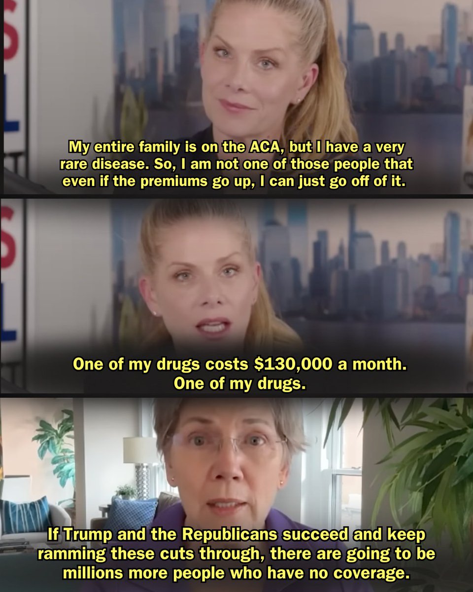 SenWarren's tweet image. Americans pay some of the highest prices in the world for health care, and @IAmPoliticsGirl knows that first hand.
Democrats are fighting to lower health care costs. Instead of helping to fix this crisis, Republicans are shutting down the government.