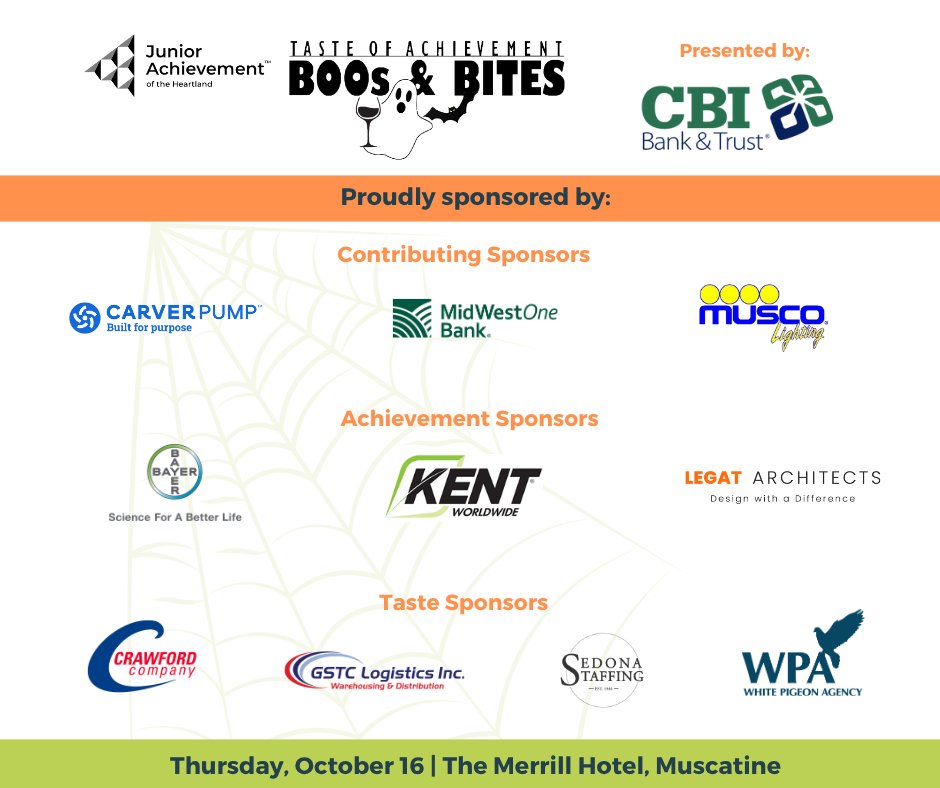 Big thanks to our spooktacular sponsors for supporting JA’s Taste of Achievement - Boos &amp; Bites!

See you tomorrow — tickets are still available! - bit.ly/2025jataste