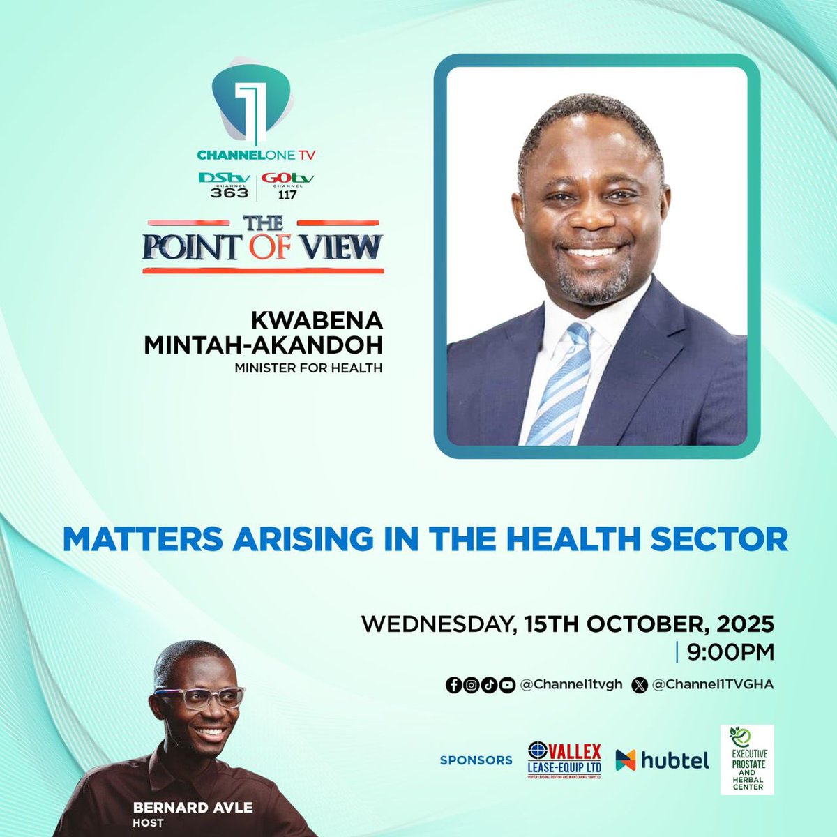 Citi973's tweet image. Tonight on the #PointOfView, @benkoku dives deep into the pressing issues in Ghana’s health sector with Health Minister @KMAkandoh . Don’t miss this critical conversation.
Tune in at 9PM on #ChannelOneTV.