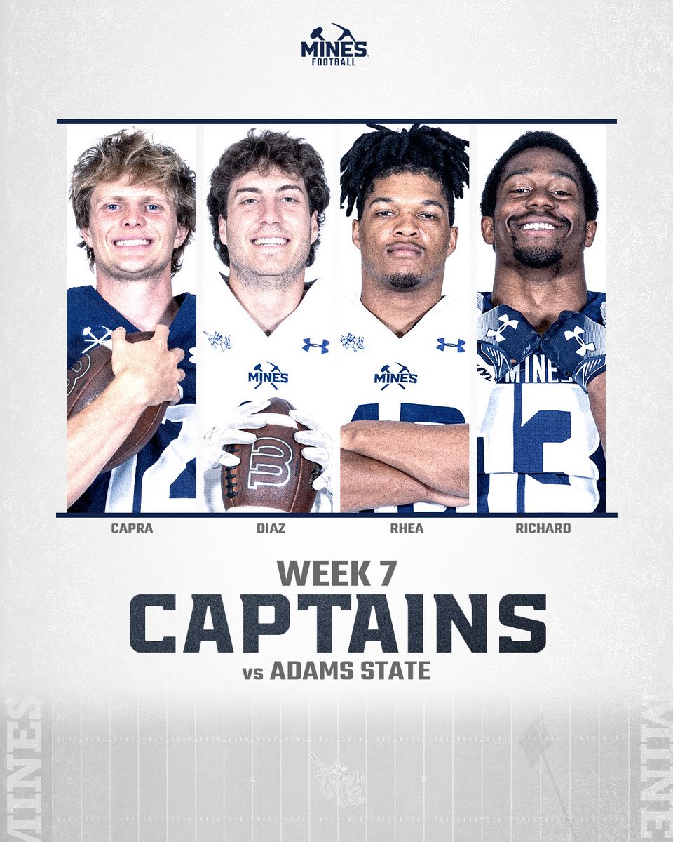 MinesFootball's tweet image. Our game captains vs. Adams State!

#HelluvaEngineer⚒
