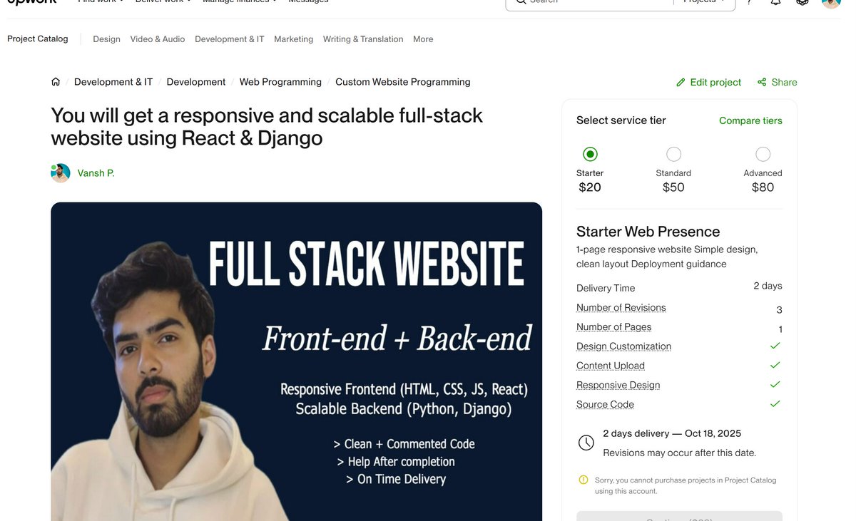 stackvanshed's tweet image. Day 60:
Double the hustle, double the fun! My two new Gigs are officially live.

Full Stack Website: Getting clicks on day 1! 
 Python Automation: Impressions are steady and growing.
Ready to tackle that first order for a responsive site or a custom script!