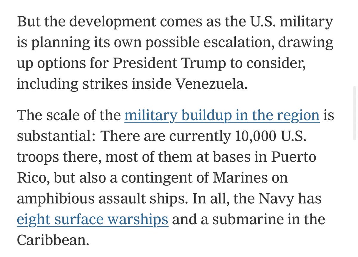 The New York Times is reporting that the United States military is planning, and the US Central Intelligence Agency (C.I.A.) has been authorized, to carry out lethal operations in the Caribbean and inside Venezuela.