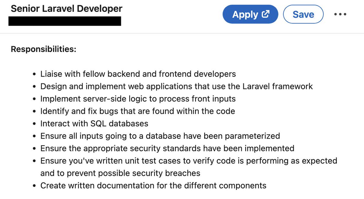 codewithdary's tweet image. Something feels off about this 'Senior Laravel Developer' job ad... can you spot it? 👀