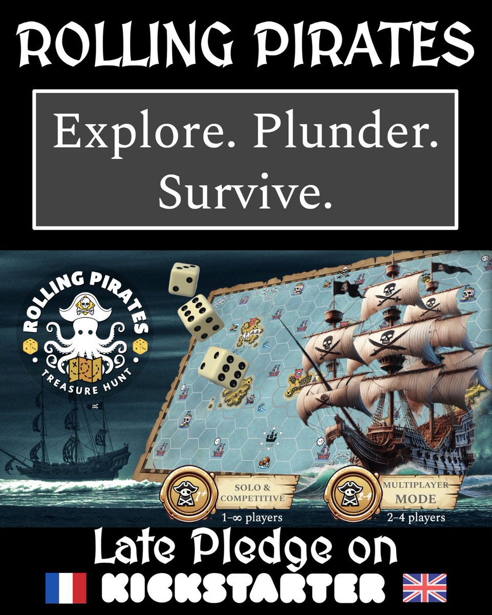 roll_and_write's tweet photo. 💀 Missed the campaign?
You can still join the Rolling Pirates crew

🔗 Still available in late pledge on Kickstarter!
https://t.co/Y0V78N0Ski

A roll’n write for bold Pirates! https://t.co/FPTAplI7bF