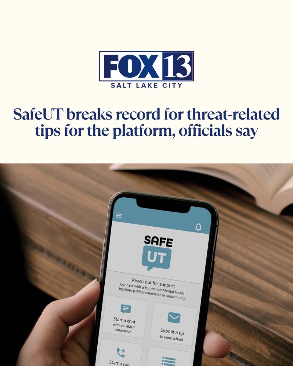 SafeUT is a lifeline for kids in an increasingly dangerous world. It connects students to real help 24/7, free and confidential. I am grateful to the <a href="/Safe_UT/">SafeUT</a> staff and commission as well as the Utah Legislature for supporting this critical service. Read more <a href="/fox13/">FOX 13 News Utah</a>.